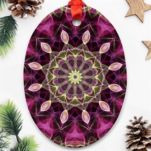 Purple Flower Oval Ornament (Two Sides) from ArtsNow.com Back