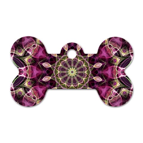 Purple Flower Dog Tag Bone (One Sided) from ArtsNow.com Front