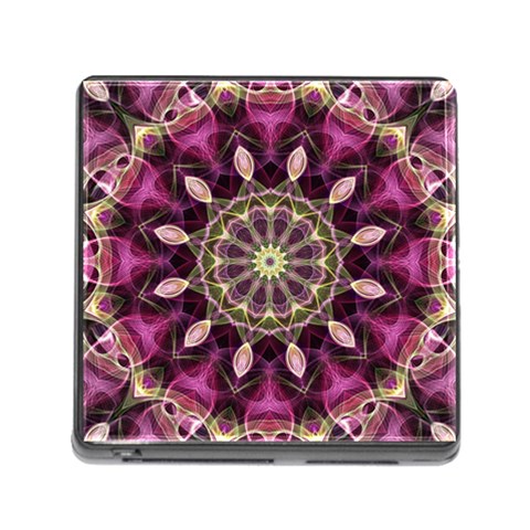 Purple Flower Memory Card Reader with Storage (Square) from ArtsNow.com Front