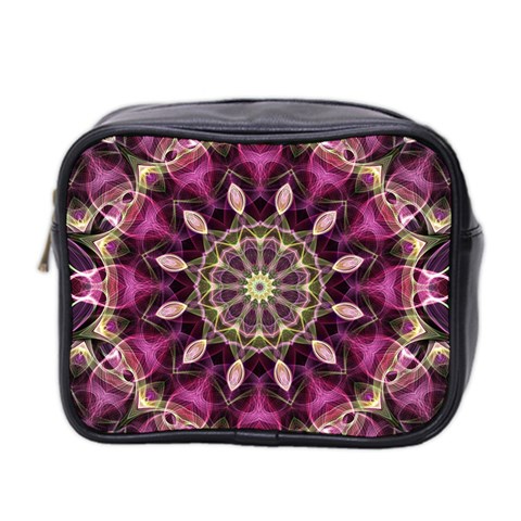 Purple Flower Mini Travel Toiletry Bag (Two Sides) from ArtsNow.com Front