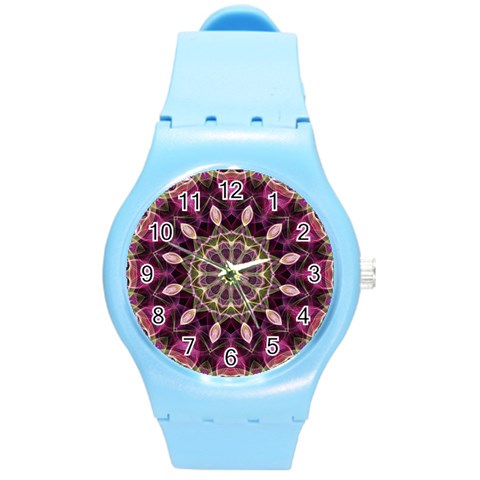 Purple Flower Plastic Sport Watch (Medium) from ArtsNow.com Front