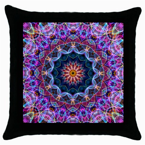 Purple Lotus Black Throw Pillow Case from ArtsNow.com Front