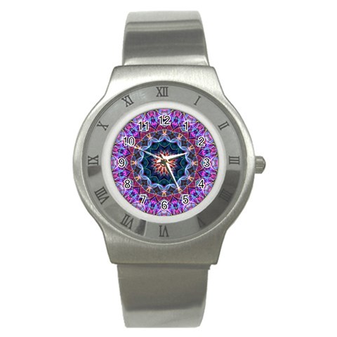 Purple Lotus Stainless Steel Watch (Slim) from ArtsNow.com Front