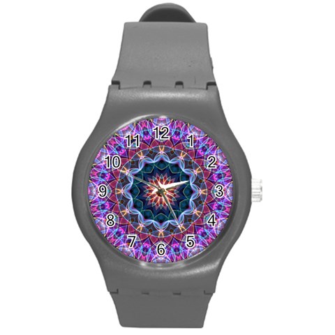 Purple Lotus Plastic Sport Watch (Medium) from ArtsNow.com Front