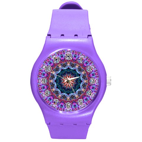 Purple Lotus Plastic Sport Watch (Medium) from ArtsNow.com Front