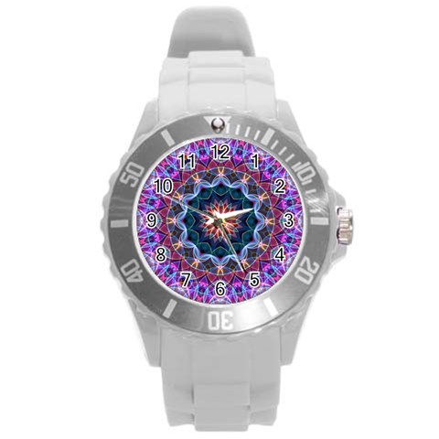 Purple Lotus Plastic Sport Watch (Large) from ArtsNow.com Front