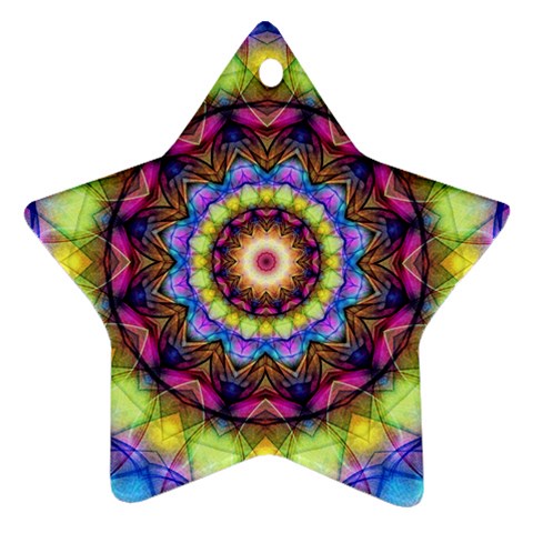 Rainbow Glass Star Ornament from ArtsNow.com Front