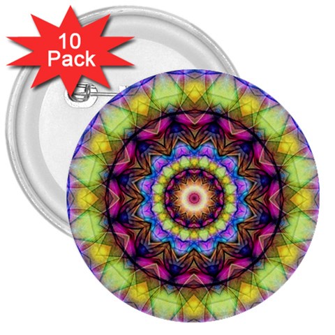 Rainbow Glass 3  Button (10 pack) from ArtsNow.com Front