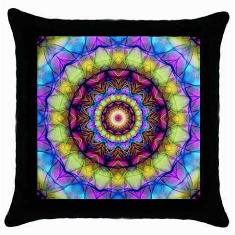 Rainbow Glass Black Throw Pillow Case from ArtsNow.com Front