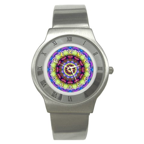 Rainbow Glass Stainless Steel Watch (Slim) from ArtsNow.com Front