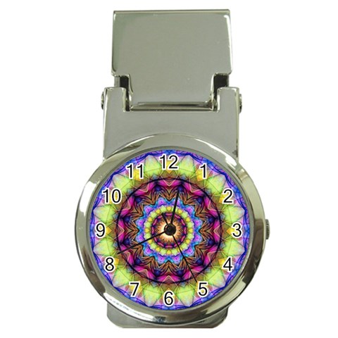 Rainbow Glass Money Clip with Watch from ArtsNow.com Front