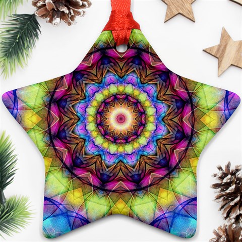 Rainbow Glass Star Ornament (Two Sides) from ArtsNow.com Front