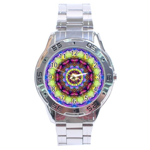 Rainbow Glass Stainless Steel Watch from ArtsNow.com Front