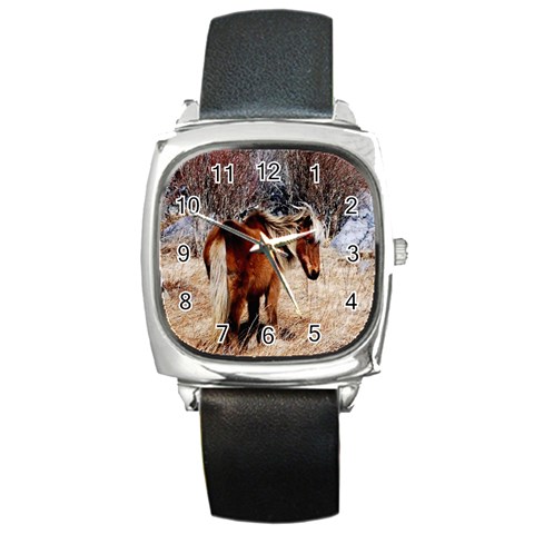 Pretty Pony Square Leather Watch from ArtsNow.com Front