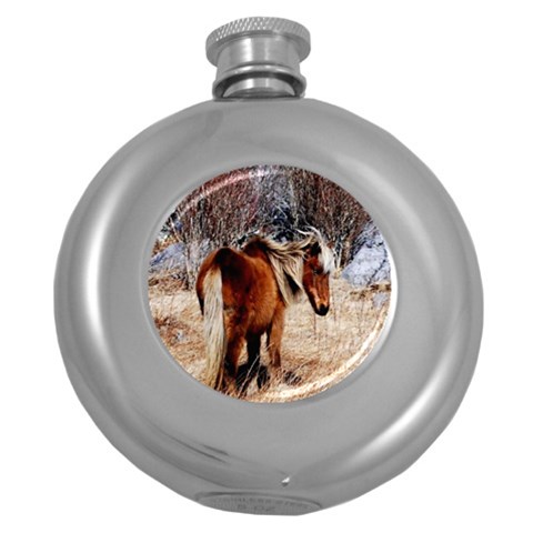 Pretty Pony Hip Flask (Round) from ArtsNow.com Front