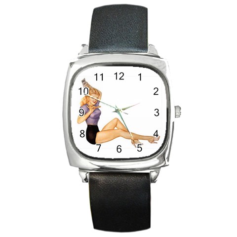 songlist_pinup Square Metal Watch from ArtsNow.com Front