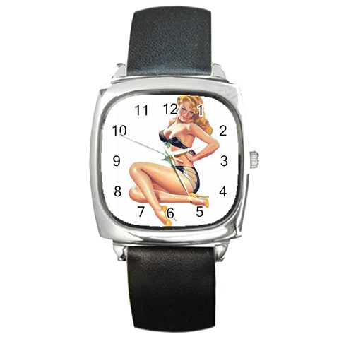 popular pinup Square Metal Watch from ArtsNow.com Front