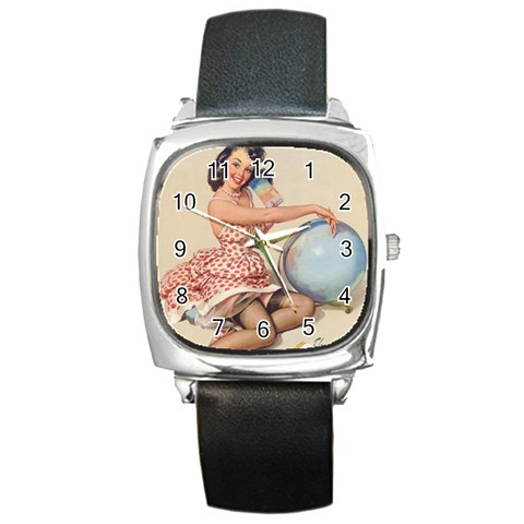 pinup_25 Square Metal Watch from ArtsNow.com Front