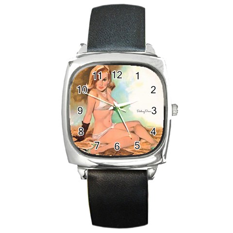 pinup_24 Square Metal Watch from ArtsNow.com Front