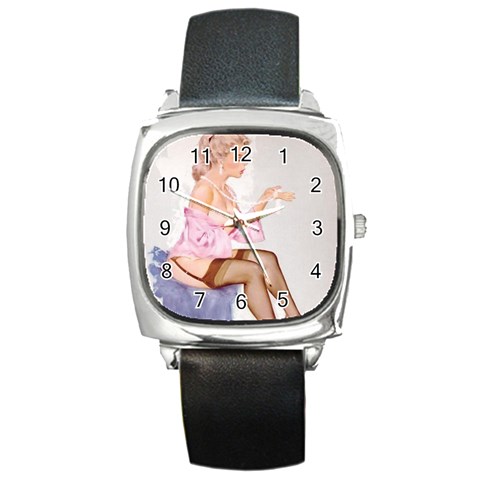 pinup_21 Square Metal Watch from ArtsNow.com Front