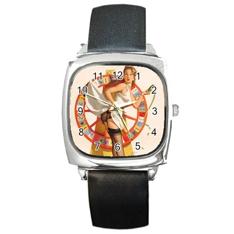 pinup_12 Square Metal Watch from ArtsNow.com Front