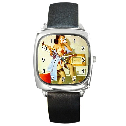 pinup1 Square Metal Watch from ArtsNow.com Front