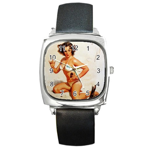 horned_pinup Square Metal Watch from ArtsNow.com Front