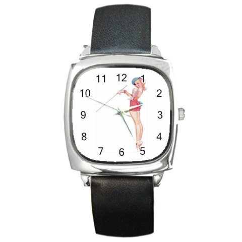 duffs_pinup_altered Square Metal Watch from ArtsNow.com Front