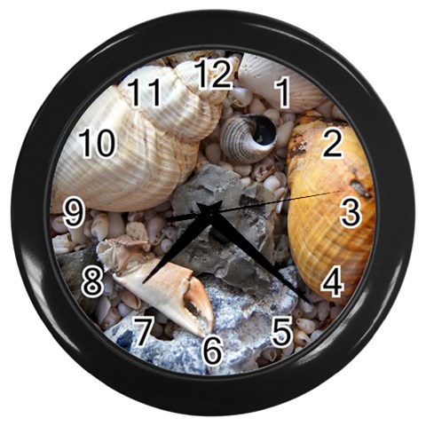 Beach Treasures Wall Clock (Black) from ArtsNow.com Front