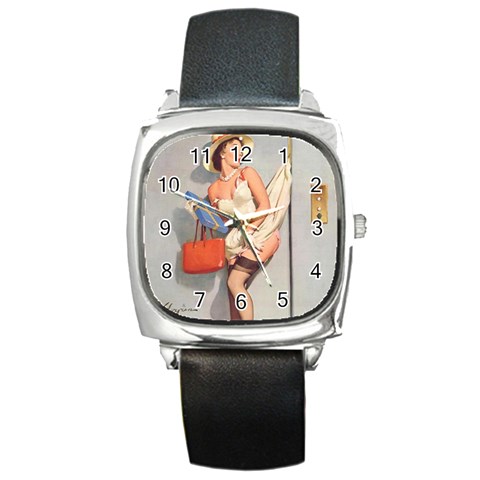 pinup_10 Square Metal Watch from ArtsNow.com Front