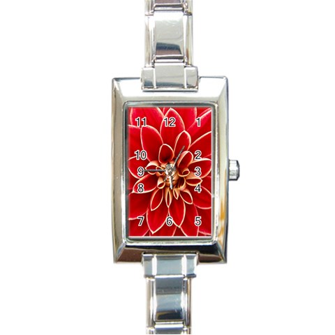 Red Dahila Rectangular Italian Charm Watch from ArtsNow.com Front