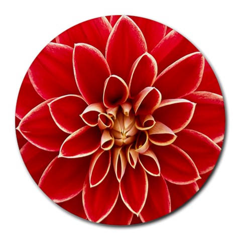 Red Dahila 8  Mouse Pad (Round) from ArtsNow.com Front