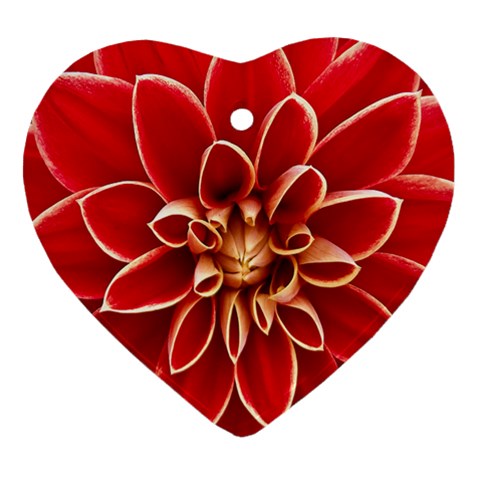 Red Dahila Heart Ornament from ArtsNow.com Front