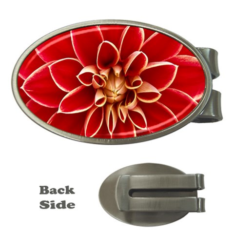 Red Dahila Money Clip (Oval) from ArtsNow.com Front