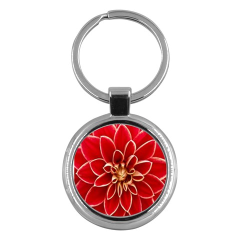 Red Dahila Key Chain (Round) from ArtsNow.com Front