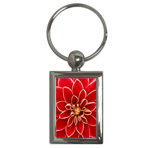 Red Dahila Key Chain (Rectangle) from ArtsNow.com Front