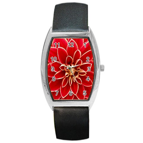 Red Dahila Tonneau Leather Watch from ArtsNow.com Front