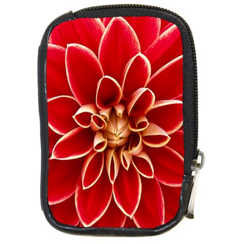 Red Dahila Compact Camera Leather Case from ArtsNow.com Front