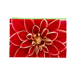 Red Dahila Cosmetic Bag (Large) from ArtsNow.com Front