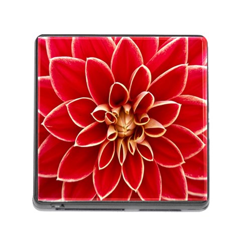 Red Dahila Memory Card Reader with Storage (Square) from ArtsNow.com Front