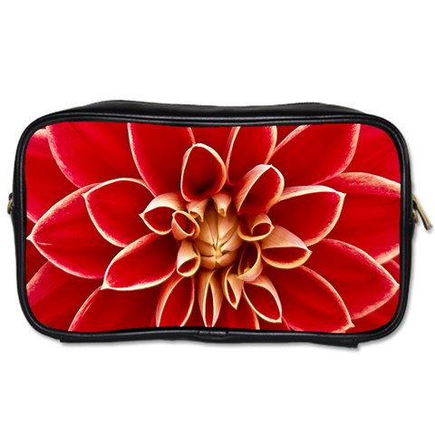 Red Dahila Travel Toiletry Bag (One Side) from ArtsNow.com Front