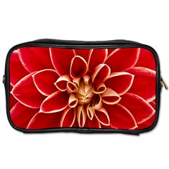 Red Dahila Travel Toiletry Bag (Two Sides) from ArtsNow.com Front