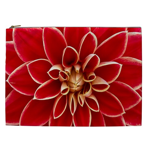 Red Dahila Cosmetic Bag (XXL) from ArtsNow.com Front