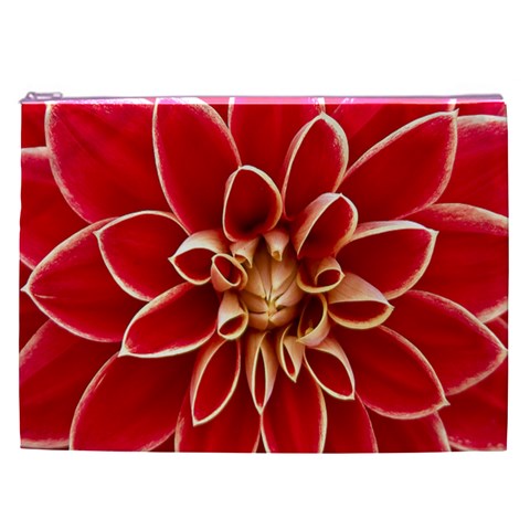 Red Dahila Cosmetic Bag (XXL) from ArtsNow.com Front