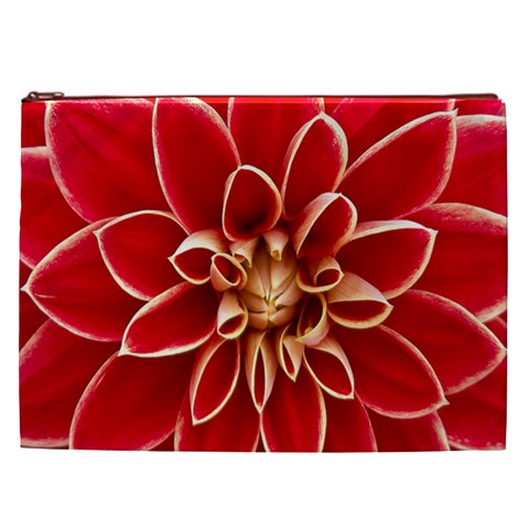 Red Dahila Cosmetic Bag (XXL) from ArtsNow.com Front