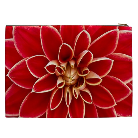 Red Dahila Cosmetic Bag (XXL) from ArtsNow.com Back