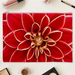 Red Dahila Cosmetic Bag (XXXL) from ArtsNow.com Front