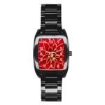 Red Dahila Stainless Steel Barrel Watch