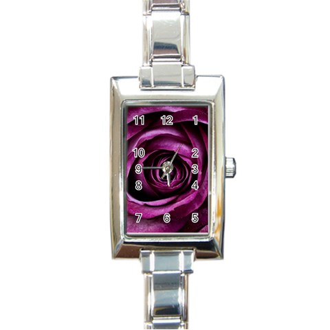 Deep Purple Rose Rectangular Italian Charm Watch from ArtsNow.com Front