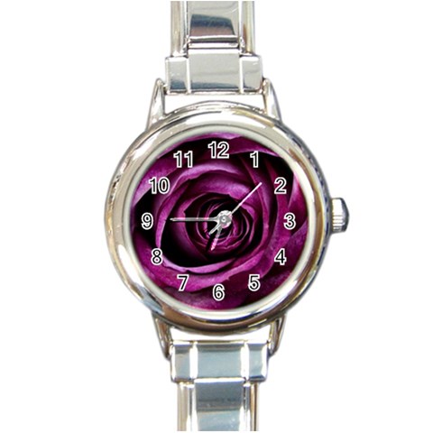 Deep Purple Rose Round Italian Charm Watch from ArtsNow.com Front